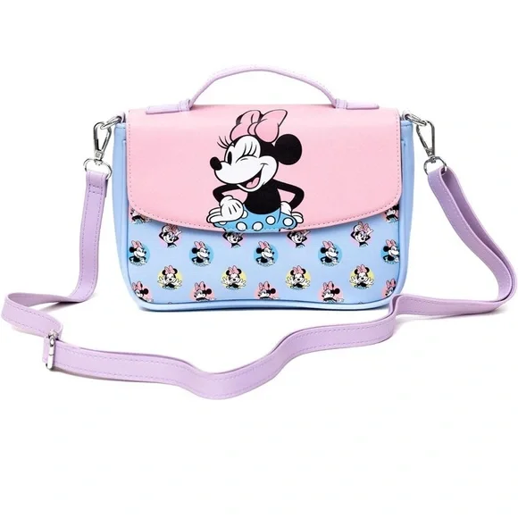 Disney Minnie Mouse Pink and Blue Crossbody Bag NWT - Picture 3 of 12